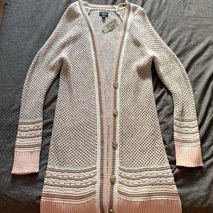 Gray and Baby Pink Marled Long Cardigan